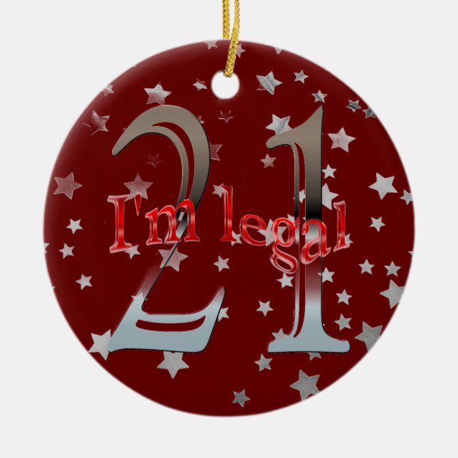 Röd jul för roliga för I-förmiddag lagliga 21st Julgransprydnad Keramik (Framsidan)