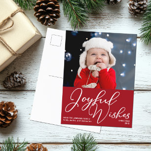 Röd jul Glatta Önskemål Festive Photo Helgdag Vykort