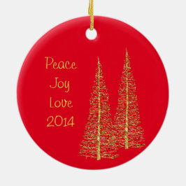 Röd jul Guld Träd Boll Star Photo Ornament