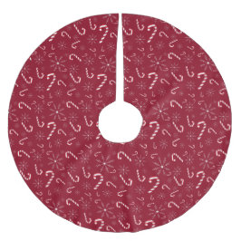 Röd jul Helgdag Candy cane Snöflingor Modern Julgransmatta Borstad Polyester