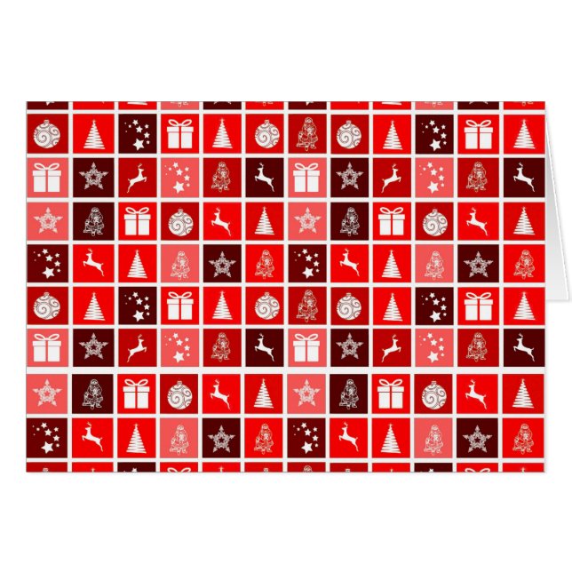 Röd jul Helgdag Cute Träd Reindeer Hälsningskort (Framsidan Horizontal)