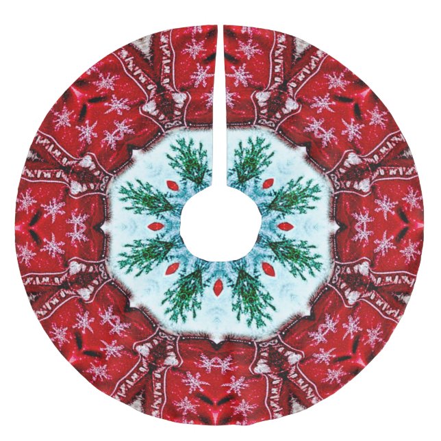Röd jul Helgdag Träd Skirt Julgransmatta Borstad Polyester (Framsidan)