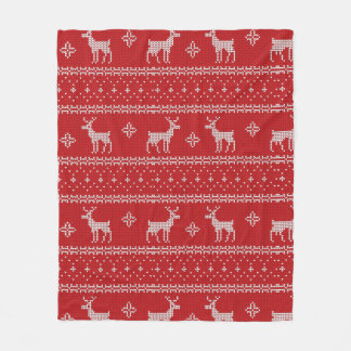 Röd jul-Hjorten Söter Sticka-julblanket Fleecefilt