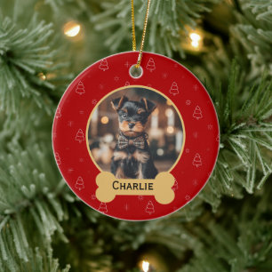 Röd jul hundnamn jul souvenir julgransprydnad keramik
