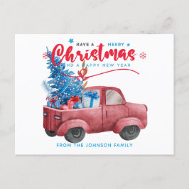 Röd jul i Lastbil Illustration Helgdag Helg Vykort