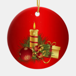 Röd jul julgransprydnad keramik