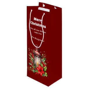 Röd jul Lantern Poinsettia och Gräs