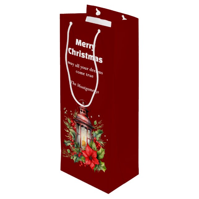 Röd jul Lantern Poinsettia och Gräs (Baksidan Vinklad)