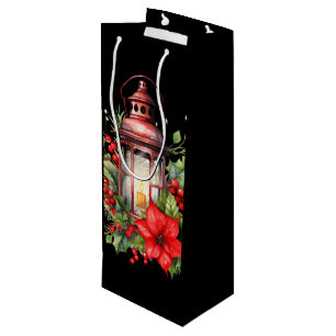 Röd jul Lantern Poinsettia och Gräs