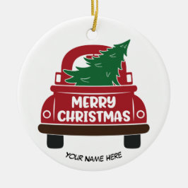 Röd jul-Lastbil, anpassningsbara keramiska prydnad Julgransprydnad Keramik