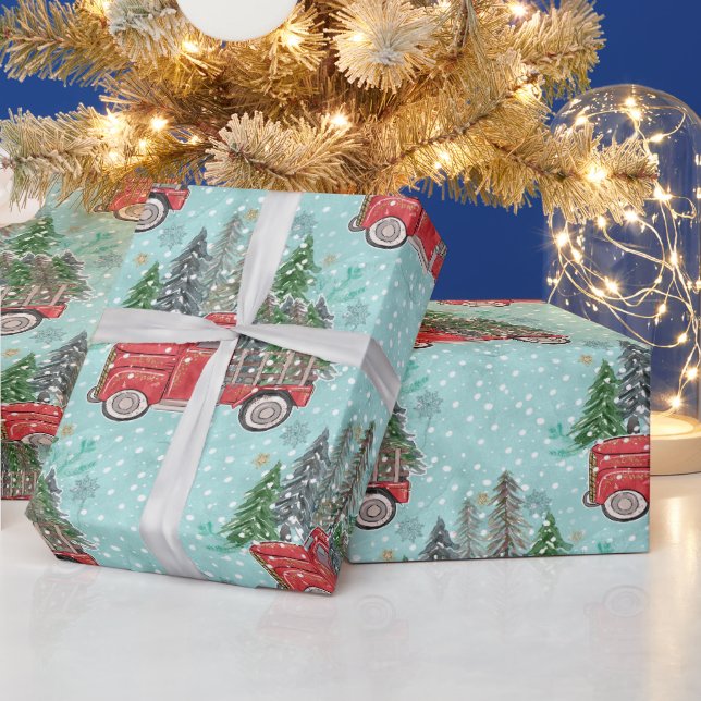 Röd jul-lastbil  presentpapper (Helgdagar)