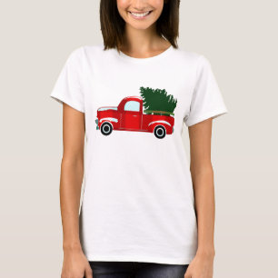 Röd jul lastbil Rustik jul firande T Shirt
