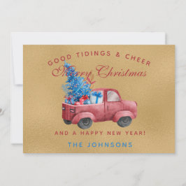 Röd jul Lastbil Watercolor Illustration Photo