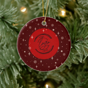 Röd Jul-Logotyp QR-Chic, QR Julgransprydnad Keramik