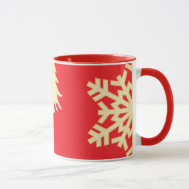 Röd jul med Cream Snöflingor Mugg