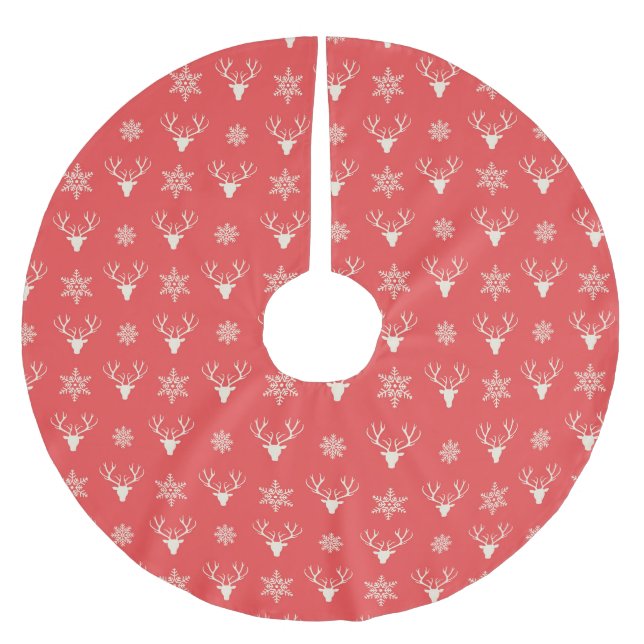 Röd jul Mönster Julgransmatta Borstad Polyester (Framsidan)