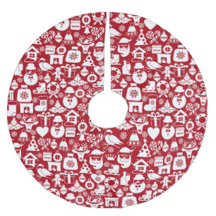 Röd jul Mönster Julgransmatta Borstad Polyester