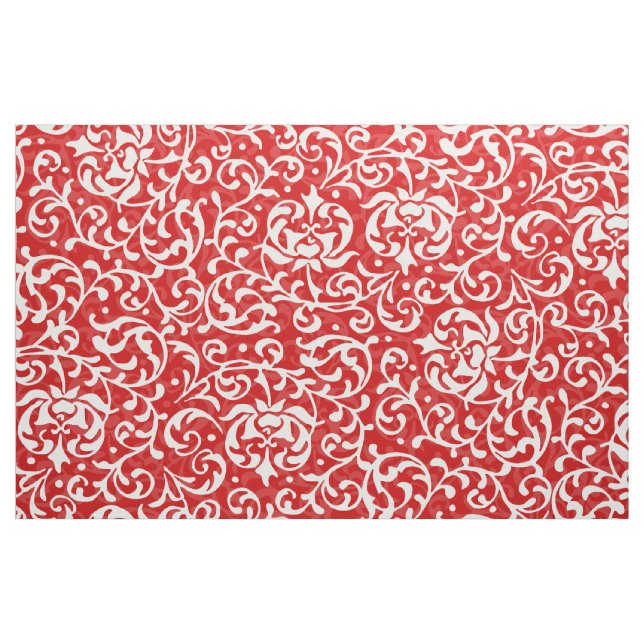 Röd jul och vitblommigtdamast tyg (Fat Quarter)