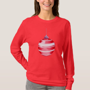 Röd jul Ornament Dam T-shirt
