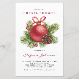 Röd jul Ornament Inbjudningskort för möhippan