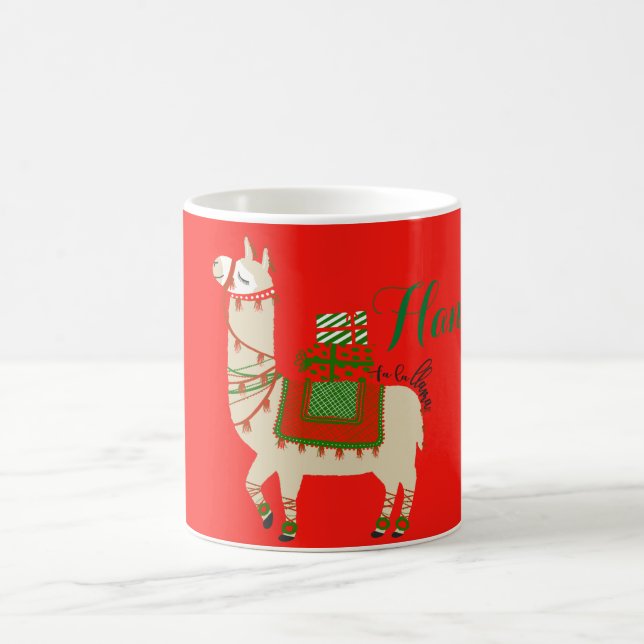 Röd jul Personnalised för Fa-LaLlama Kaffemugg (Center)