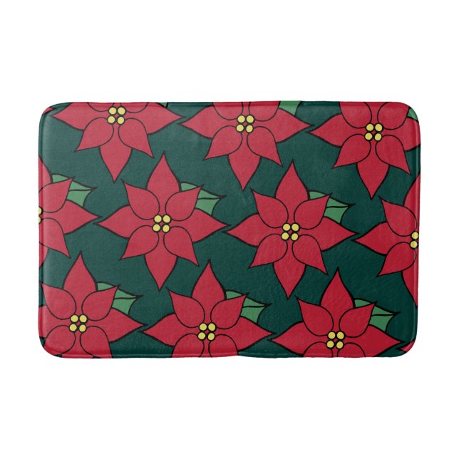 Röd jul Poinsettia Bathroom Matta (Framsidan)