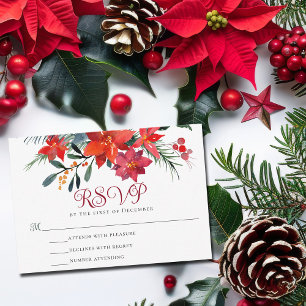Röd jul Poinsettia Elegant Blommigt Helgdag OSA Kort