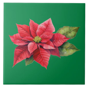Röd jul Poinsettia Kakelplatta