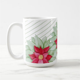 Röd jul Poinsettia Watercolor Hand målad Kaffemugg