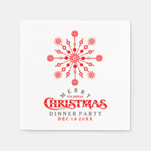 Röd jul Snowflake Dinner Party Inbjudan Pappersservett