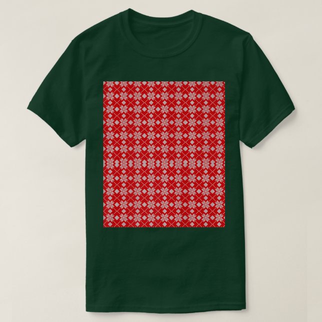 Röd jul Snowflake Mönster för vinter T Shirt (Design framsida)
