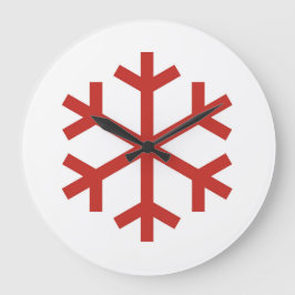 Röd jul Snowflake Stor Klocka