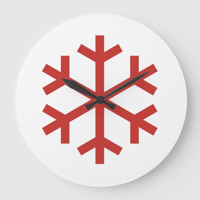 Röd jul Snowflake Stor Klocka (Framsida)
