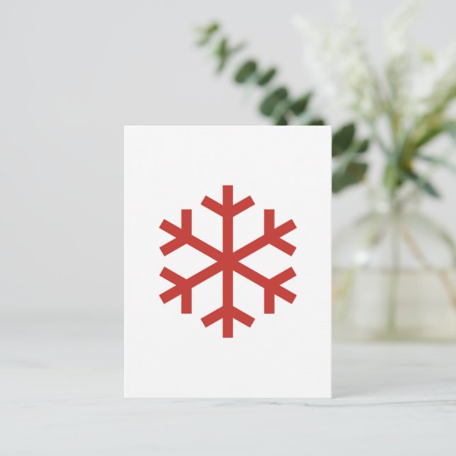 Röd jul Snowflake Vykort (Stående Fram)