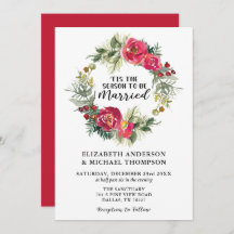 Röd jul Vattenfärgsfärg Blommigt Bröllop