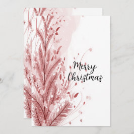 Röd julafton Gräs Träd Snö Dekoration Vacker Julkort