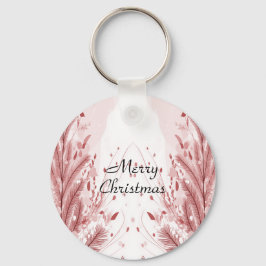 Röd julafton Gräs Träd Snö Dekoration Vacker Nyckelring