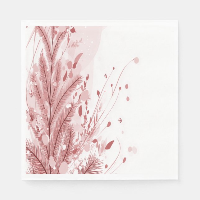 Röd julafton Gräs Träd Snö Dekoration Vacker Pappersservett (Framsidan)