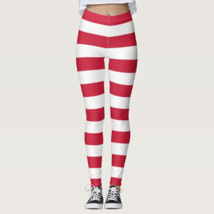 Röd julälva och vitrandar leggings