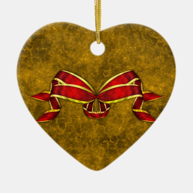 Röd julband på Guld Julgransprydnad Keramik (Framsidan)