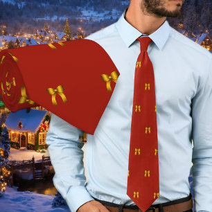 Röd julbandana med små gula slingor Mönster Slips