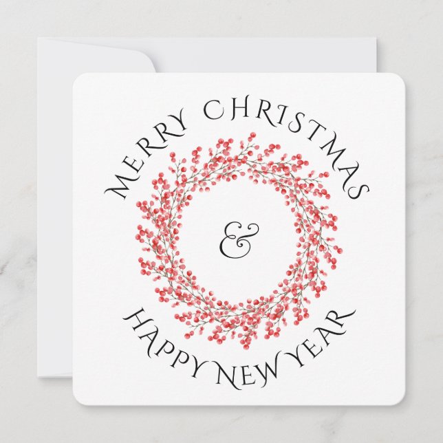 Röd julberrys andedräkt och Helgdag Foto Julkort (Framsida)