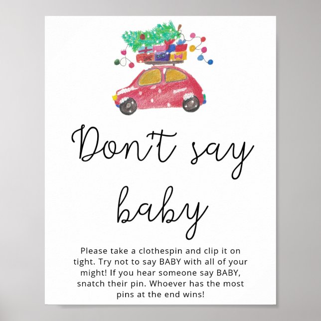 Röd julbil Vinter säg inte baby Poster (Framsidan)