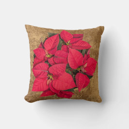 Röd julblomma på abstrakt papper kudde