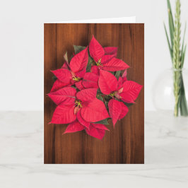 Röd julblomma på brun helgkort