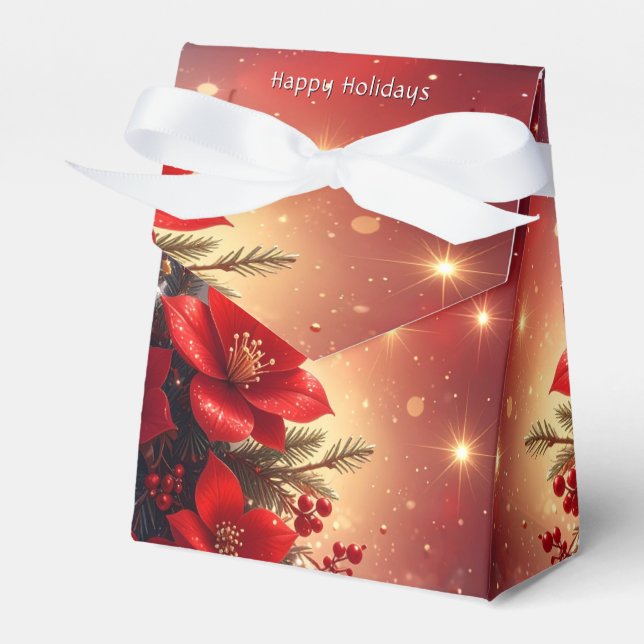 Röd julblomma presentbox presentaskar (Framsidan Sidan)