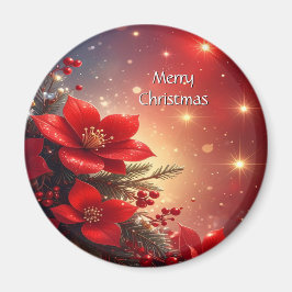 Röd julblomma semester magnet