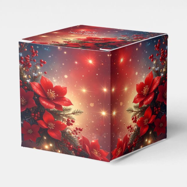 Röd julblomma semesterpresentlåda presentaskar (Framsidan Sidan)