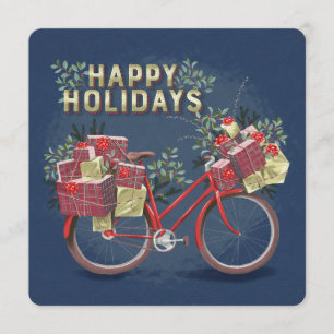 Röd julcykel med Presenter Inbjudningar
