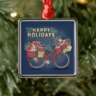 Röd julcykel med Presenter Julgransprydnad Metall